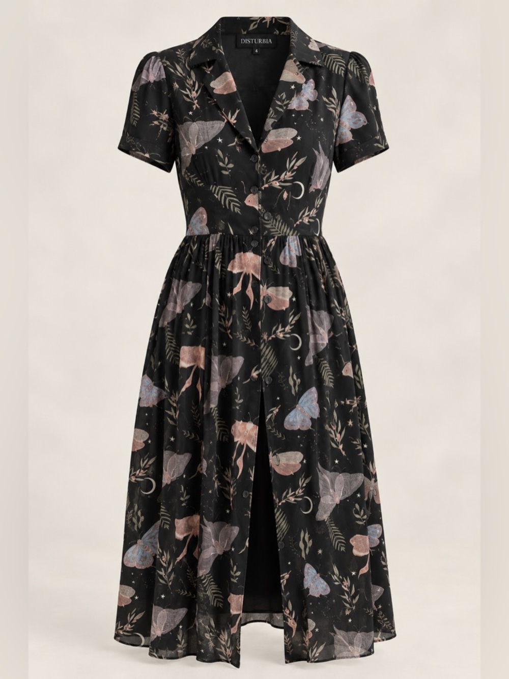 Disturbia Nightmoth Midi Shirt Dress Sz 4 ret $82 SOLD OUT